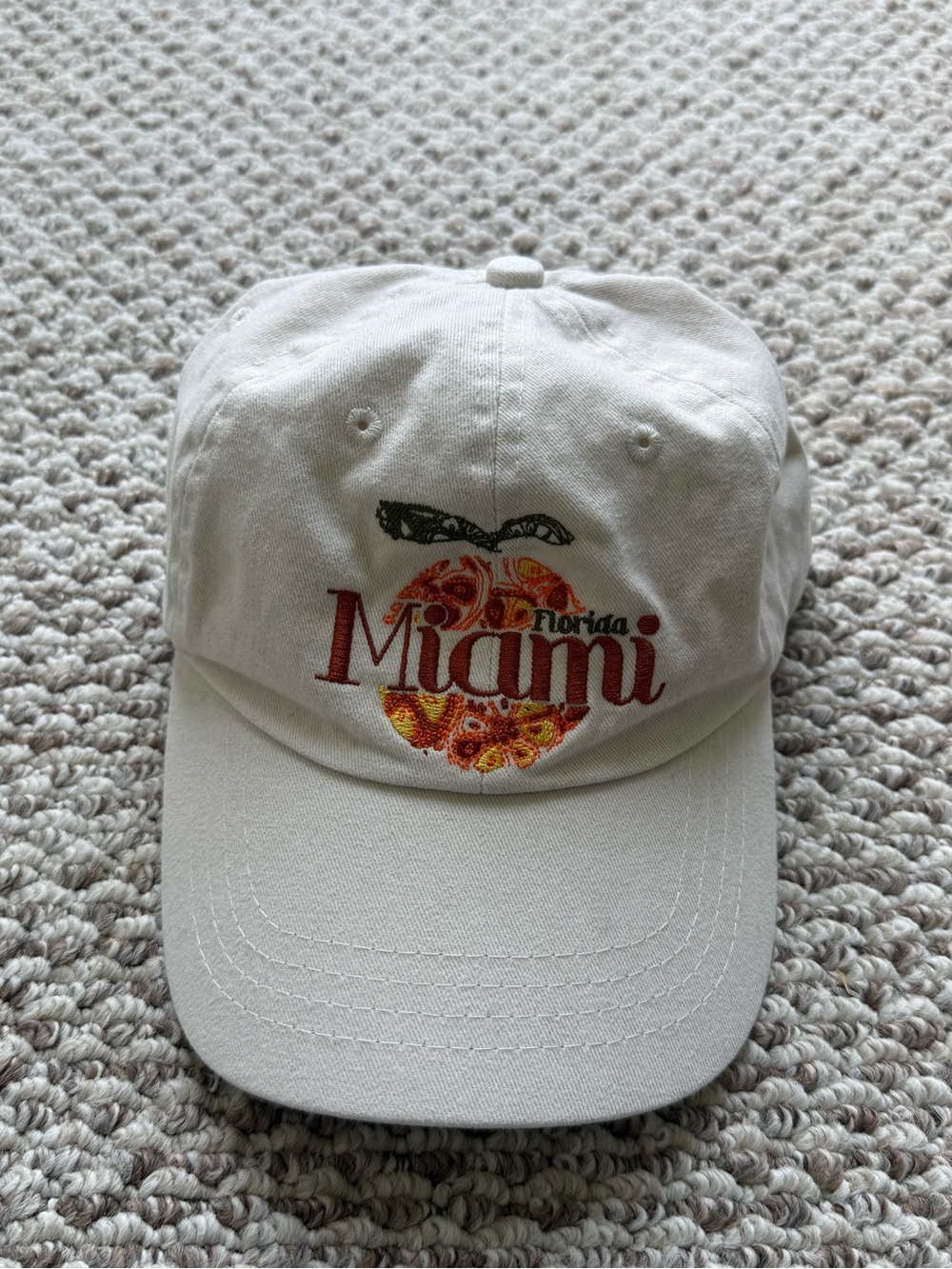 Miami Florida Embroidered White Baseball Cap